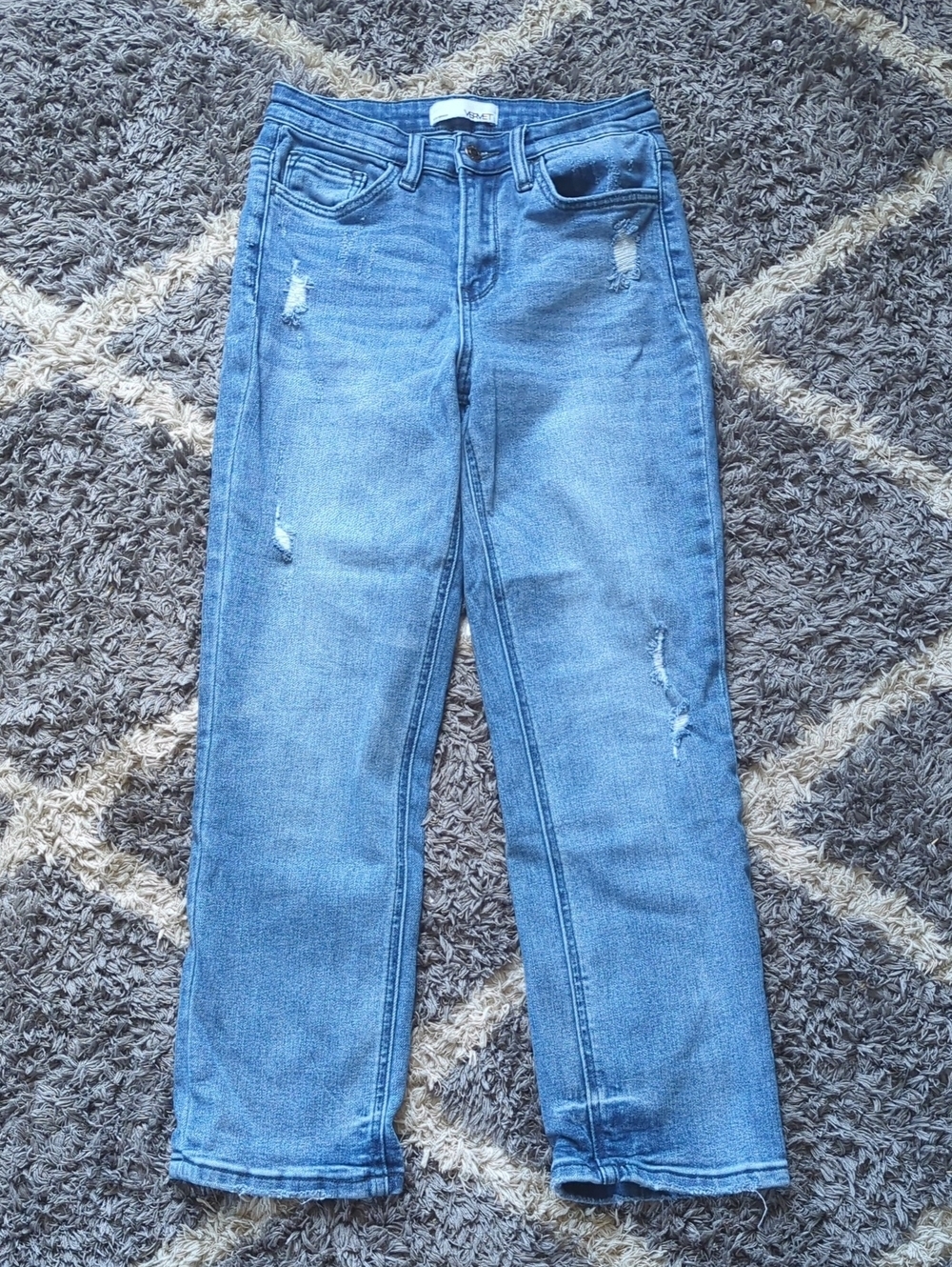 Vervet Blue Distressed Women’s Straight-Leg Denim Jeans Size 26